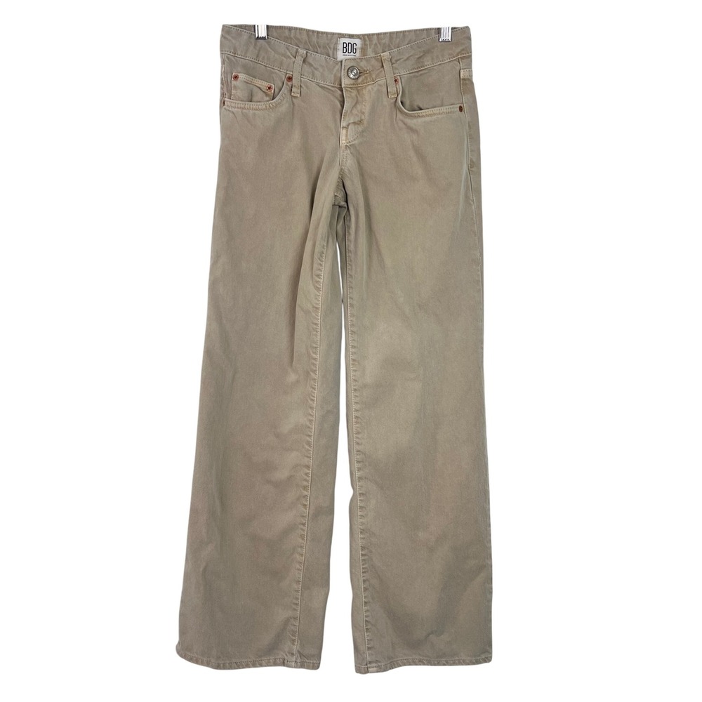 BDG Urban Outfitters Puddle Jeans Womens 25ā x 32 Tan Khaki Wide Leg Low Rise